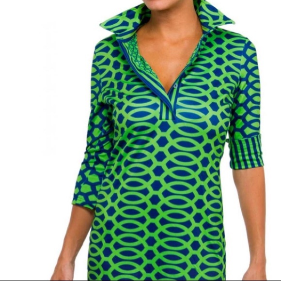 Gretchen Scott Designs Green and Blue Patterned Dress - Picture 15 of 15